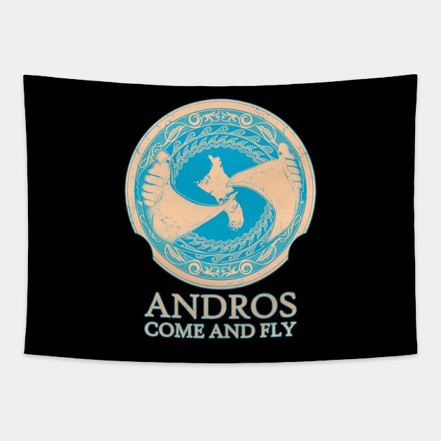 Andros Bahamas Manta Rays Tapestry by NicGrayTees