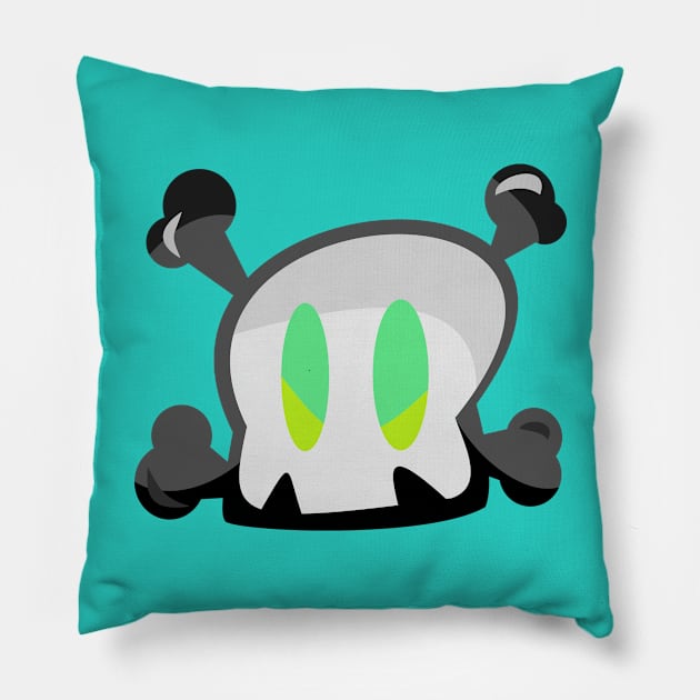 green bonehead Pillow by prettyguardianstudio