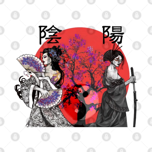 Geisha Girls Yin And Yang by laurelsart2014