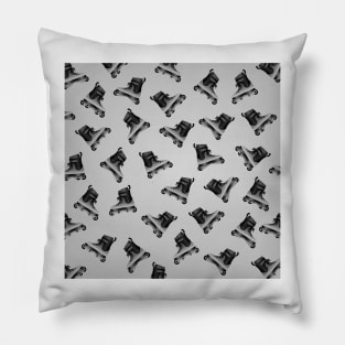 Aggressive Skates Pattern Grey Pillow