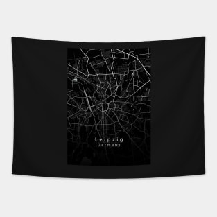 Leipzig Germany City Map dark Tapestry