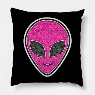 Alien Head happy emoji Embroidery style Patch design Pillow