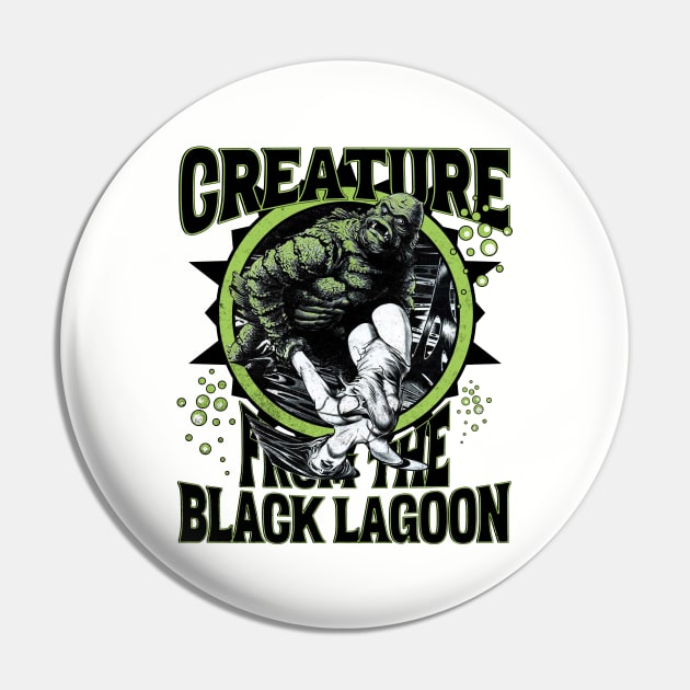 Creature from ther Black LagoonMonster Movie Classic Distressed look Pin by Joaddo