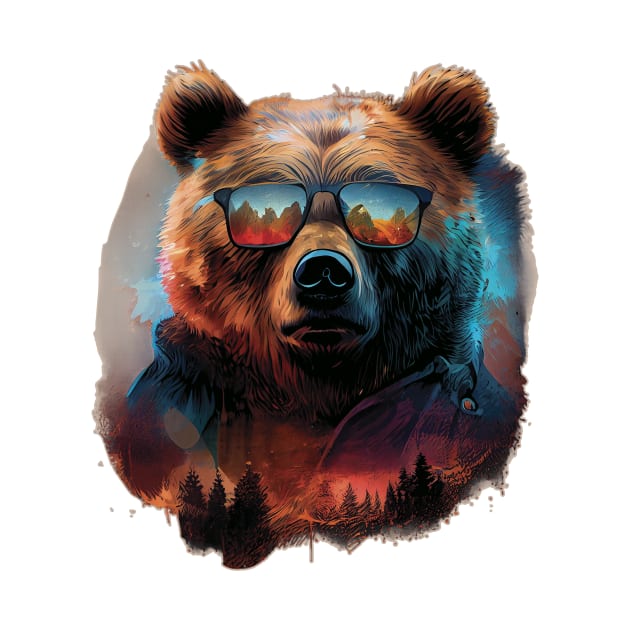 Bear in sunglasses by GreenMary Design