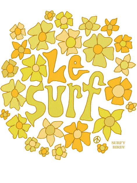 Le Surf retro flower tee by Surfy Birdy Kids T-Shirt by surfybirdy