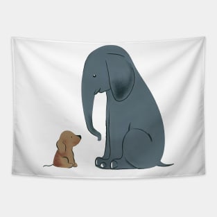 Elephant and dog best friend Tapestry