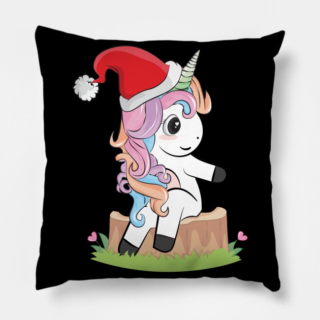 Christmas Present Unicorn X-MAS Christmas Pillow by Little Treasures