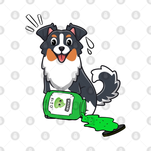 Funny collie Dog Spilled Wasabi Sauce by Pet Station