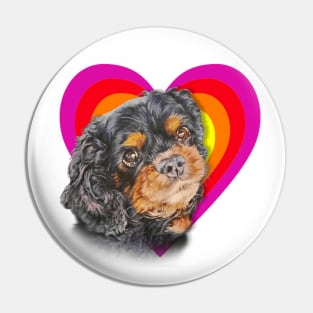 Big brown eyed Cavalier King Charles spaniel Pin