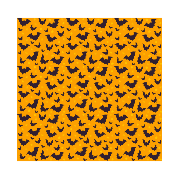 Bats & Stars - Fun Halloween 2019 Cute Spooky Orange Black Pattern by OfficialTeeDreams