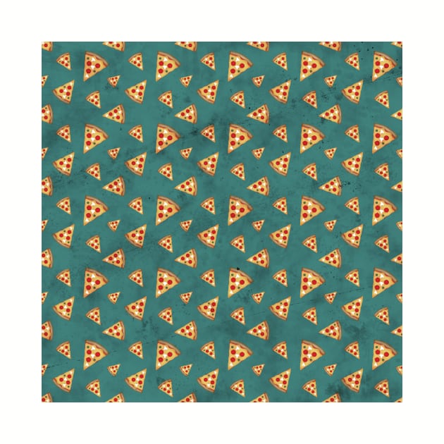 Cool pizza slices vintage teal pattern by PLdesign