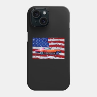 American 2 Door Coupe Classic Car with American Flag Phone Case