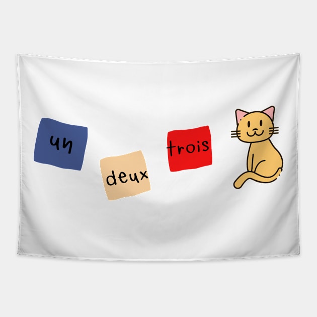 un deux trois cat Tapestry by Salizza