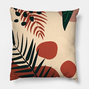 Abstract Palm Leaf, Beige, Terracotta, Minimalist, Modern Pillow