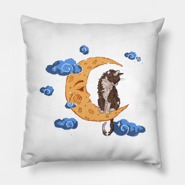 Сat and moon Pillow by FancyPen