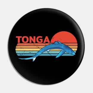 Blue Shark Kingdom of Tonga Vintage Travel Design Pin