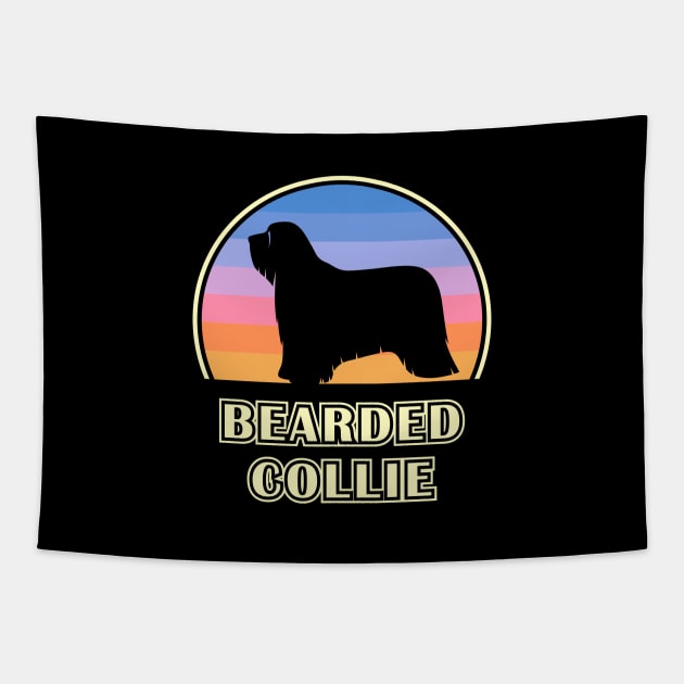 Bearded Collie Vintage Sunset Dog Tapestry by millersye