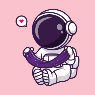 Cute Astronaut With Space Slime Cartoon T-Shirt