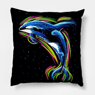 Killer Whale neon lines Pillow