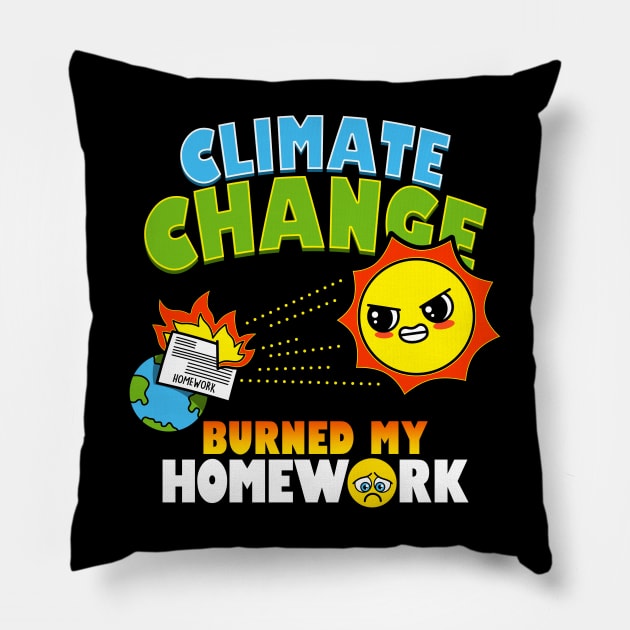 Funny Cute Kawaii Environmental  Climate Change Earth Funny Student Excuse Meme Pillow by Originals By Boggs