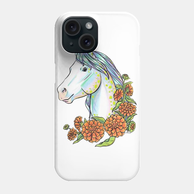 Opal Horse with Calendula Phone Case by lizstaley