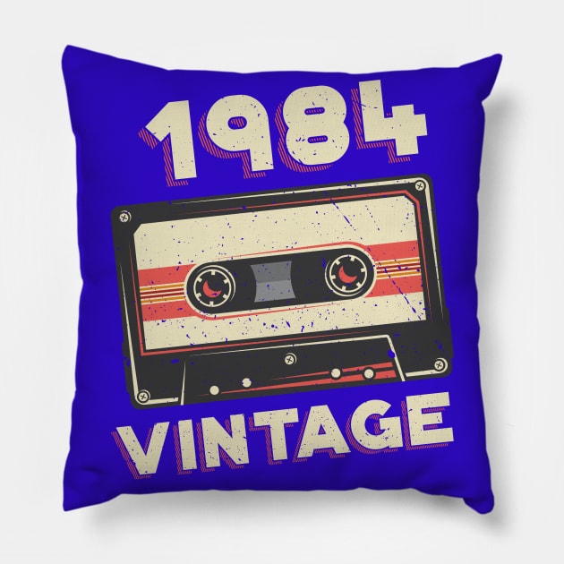 Vintage 1984 Retro Cassette Tape 36th Birthday Pillow by aneisha