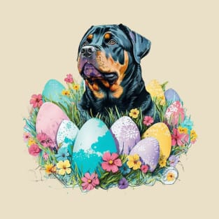 Rottweiler Easter Egg Spring Watercolor Splatter Painting Dog Lover Art T-Shirt