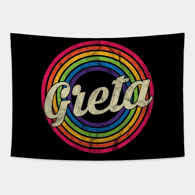 Greta - Retro Rainbow Faded-Style Tapestry by MaydenArt