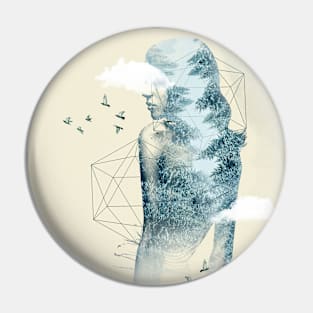 Nature and Geometric Shapes - Double Exposure Pin