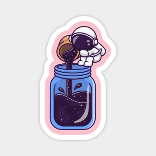 Cute Astronaut Fill In Jar Cartoon Magnet