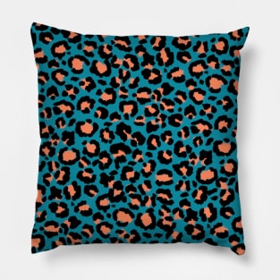 Leopard Pattern in Macaroon on Blue Raspberry Pillow