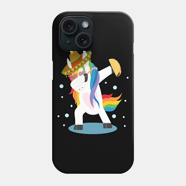 Unicorn Taco Lover Dab Cinco de Mayo Dabbing Pose Taco Phone Case by pho702