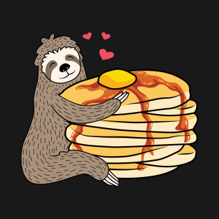 Kawaii Sloth Loves Pancakes Cute Breakfast Flapjack Lover T-Shirt