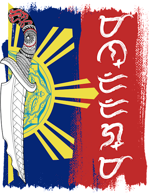 Philippine Flag / Tribal line Art Knife / Baybayin word Mandirigma (Warrior) Kids T-Shirt by Pirma Pinas