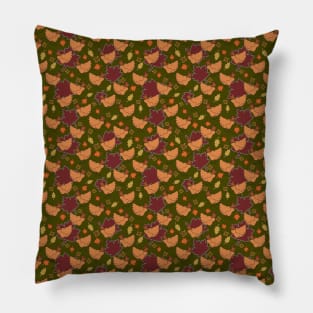 Cute Brown Fall Chicken Pattern Pillow