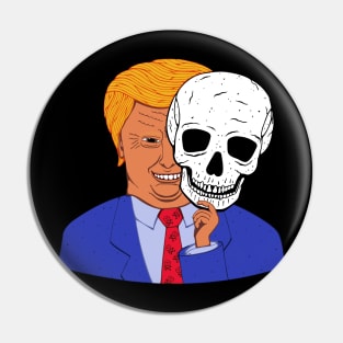 Scary Trump with Halloween Skeleton Mask Pin