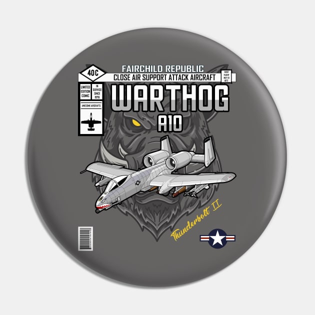 A-10 Warthog Limited Edition Comic Pin by Mandra