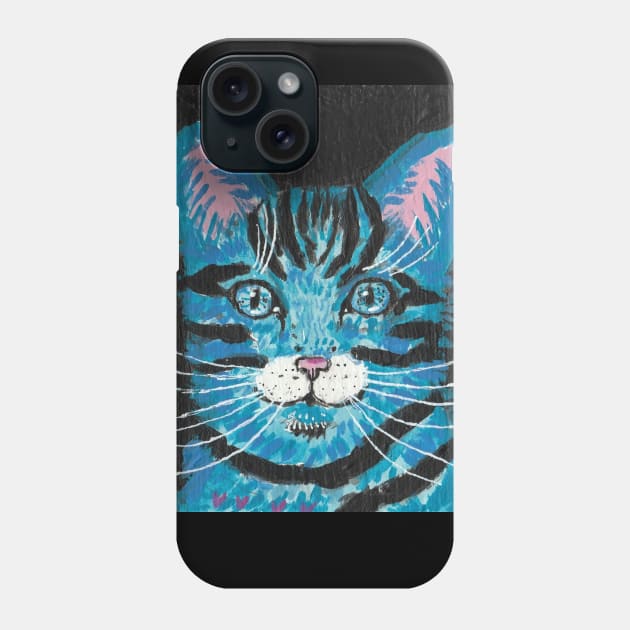 Blue Tabby cat face Phone Case by SamsArtworks