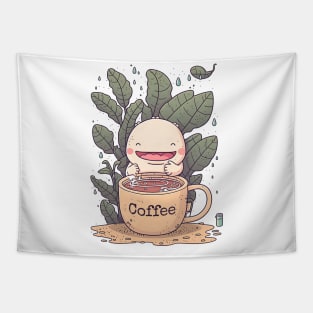 Funny Axolotl & Coffee Kawaii Anime Tapestry