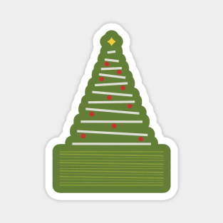 Minimalist Christmas Tree White Red Green Magnet