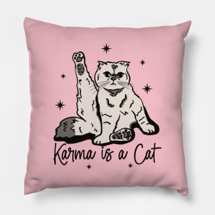 Karma is a Cat with Stars Pillow