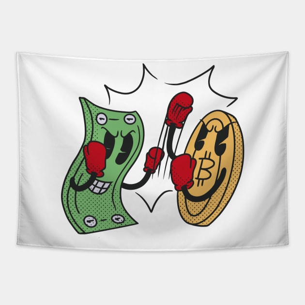 Crypto Fight Club Tapestry by Life2LiveDesign