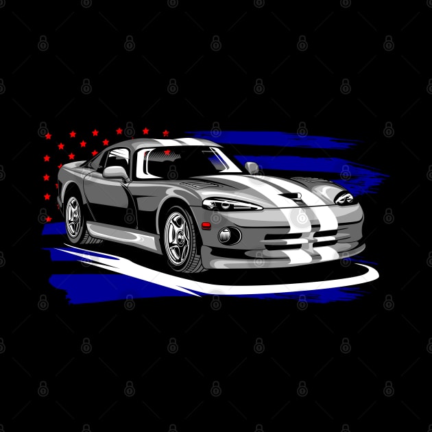 Dodge Viper Old Grey American Flag version by aredie19