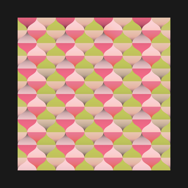 60s Retro vibes pattern, in pink and lime green by IngaDesign