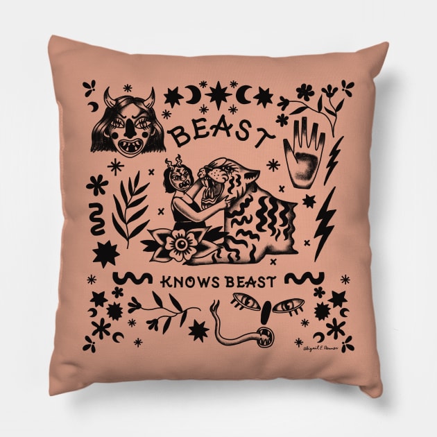 Beast Knows Beast Pillow by Abigail E. P. 