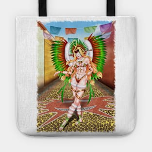 Christmas Quetzalcoatl Rudos Mask Background jagged Tote