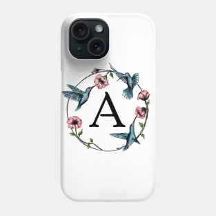 Monogram Frame Hummingbirds Letter A Phone Case