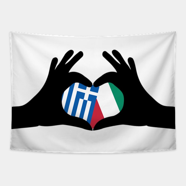 Half Italian Half Greek Heritage Greeks Roots & Italy DNA Family Flag Design Tapestry by OriginalGiftsIdeas