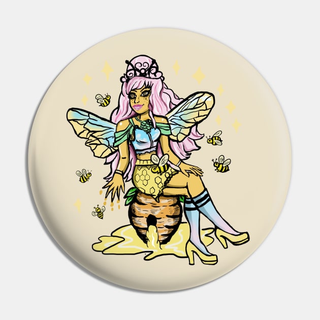 Queen Bee Honey Comb Kawaii Pastel Goth Pin by LunaElizabeth