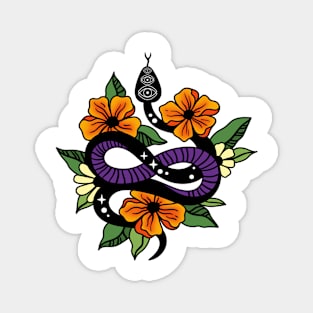 Floral mystic snake, orange Magnet